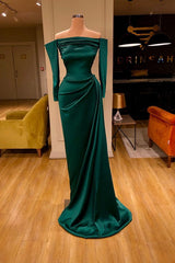 Dark Green Off-the-Shoulder Mermaid Prom Dress Long Evening Gowns Online-stylesnuggle