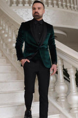 Discover the very best Dark Green Velvet Three Pieces Fashion Shawl Lapel Wedding Groom Suits for work,prom and wedding occasions at stylesnuggle. Custom made Dark Green Shawl Lapel mens suits with high quality.