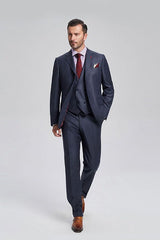 stylesnuggle has various cheap mens suits for prom, wedding or business. Shop this Dark Navy Mens Suits, Three Piece Suits for Men with Double Breasted Vest with free shipping and rush delivery. Special offers are offered to this Dark Navy Single Breasted Notched Lapel Three-piece mens suits.