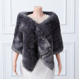 Dark silver fox three piece rectangular scarf Winter Wraps-stylesnuggle