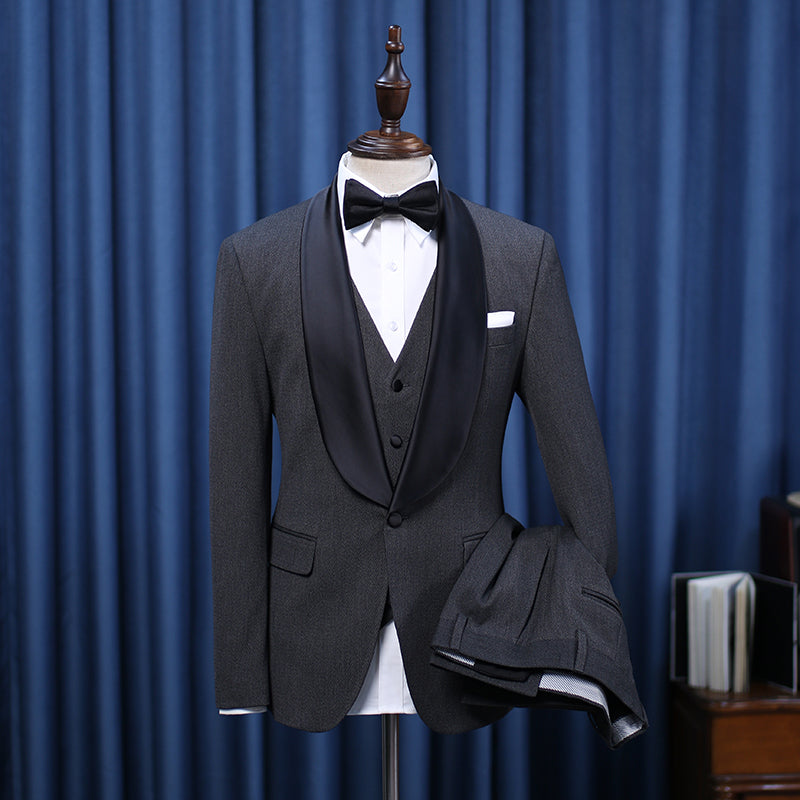 stylesnuggle is your ultimate source for Decent All Black Three-pieces Bespoke Wedding Suit For Grooms. Our Black Shawl Lapel wedding groom Men Suits come in Bespoke styles &amp; colors with high quality and free shipping.