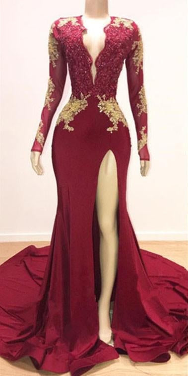 stylesnuggle offers Deep V-neck Long Sleevess Lace Appliques Split Mermaid Evening Gowns at a cheap price from  to Mermaid Floor-length hem. Be the prom belle with Gorgeous yet affordable Real Model Series.