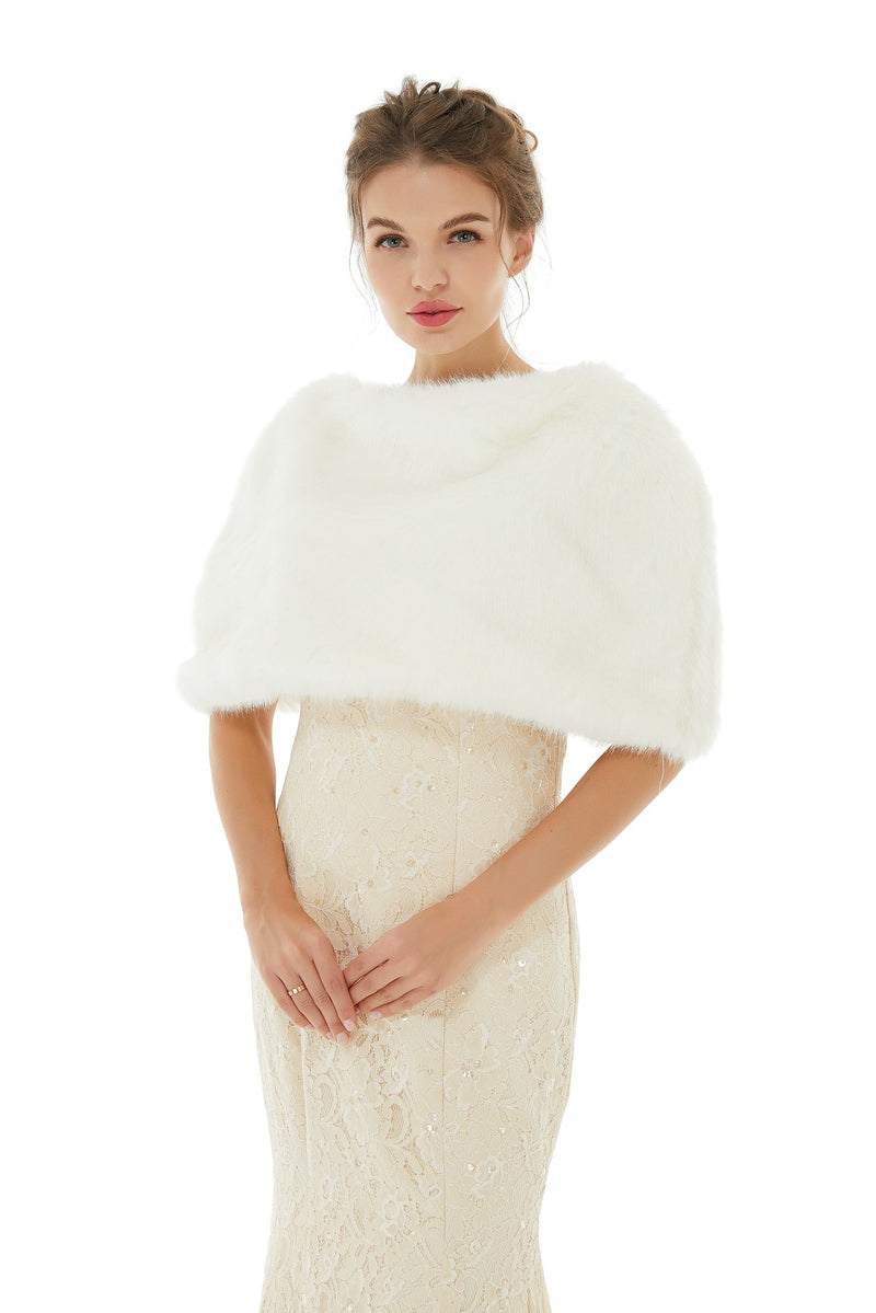 Delcy - Winter Faux Fur Wedding Wrap-stylesnuggle