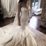 stylesnuggle offers Delicate Mermaid Lace Rufflesd Wedding Dress Spaghetti Strap Bridal Gown at a good price ,all made in high quality. Extra coupon to save a heap.