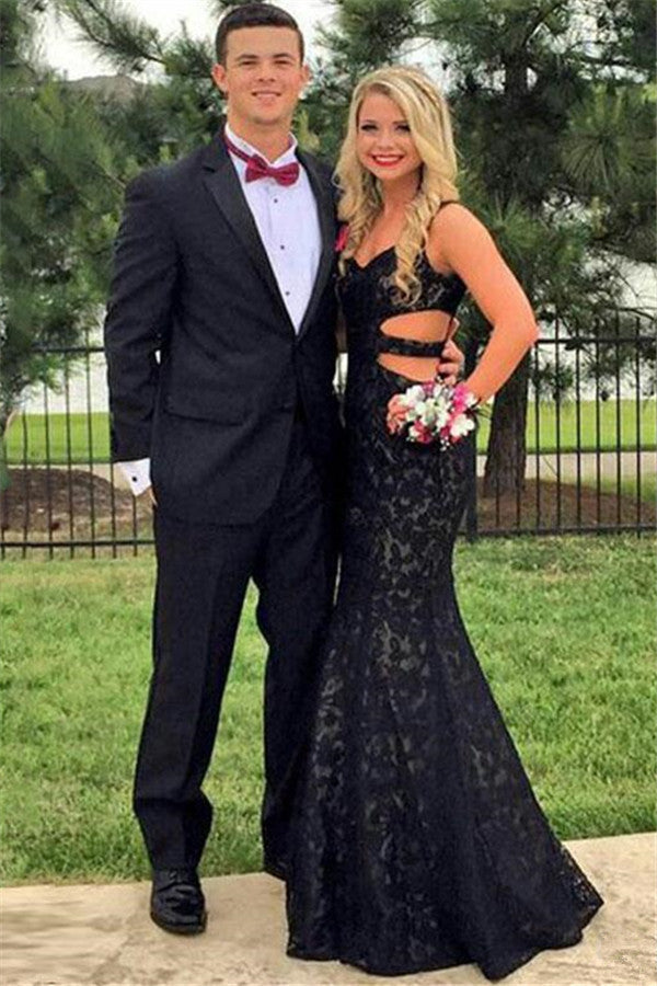 Designer Black Two-Piece Men's Prom Suits