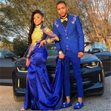 Designer Royal Blue Three Pieces Appliques Men's Prom Suits Online-stylesnuggle