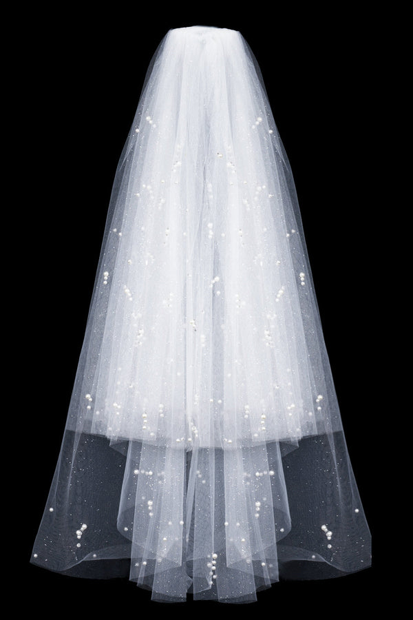 Dolores Simple With Pearls Wedding Veils-stylesnuggle