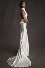 Elegant Backless High Neck Mermaid Wedding Dress On Sale-stylesnuggle