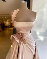 Elegant Long Champagne High Split Prom Dress-stylesnuggle