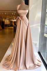 Elegant Long Champagne High Split Prom Dress-stylesnuggle