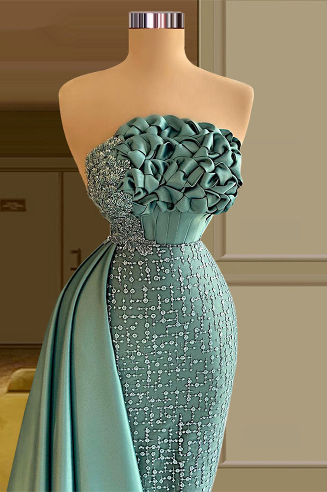 Elegant Long Green Mermaid Sleeveless Beading Prom Dresses With Ruffles Long-stylesnuggle