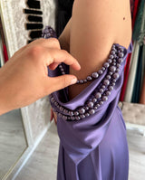 Elegant Long Purple Off-the-Shoulder Sleeveless Prom Dresses Long Slit Online-stylesnuggle