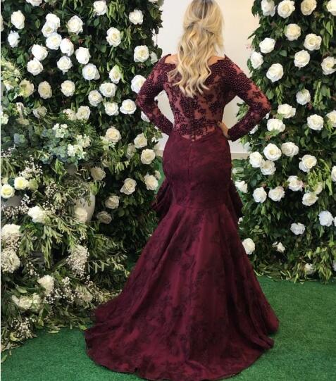 Looking for custom made elegant Long Sleeves mermaid lace appliques evening dress,  formal dress on sale. Free shipping,  high quality,  fast delivery,  made to order dress. Discount price. Affordable price. stylesnuggle