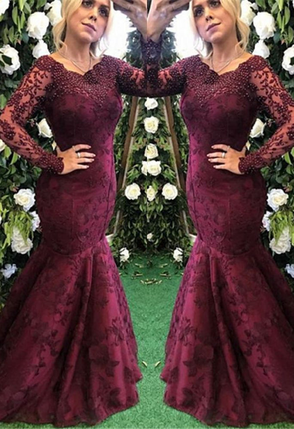 Looking for custom made elegant Long Sleeves mermaid lace appliques evening dress,  formal dress on sale. Free shipping,  high quality,  fast delivery,  made to order dress. Discount price. Affordable price. stylesnuggle