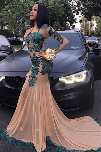 stylesnuggle offers Elegant Long Sleeves Full Length Mermaid Prom Gown for Women with Train at a cheap price from  Silk Chiffon to Mermaid Floor-length hem. Gorgeous yet affordable Long Sleevess Prom Dresses.