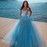 stylesnuggle offers Elegant sky blue Butterfly Strapless Sweetheart Tulle Sparkle Prom Party Gowns on Sale at an affordable price from Tulle to A-line Floor-length skirts. Shop for gorgeous Sleeveless Prom Dresses collections for special events.