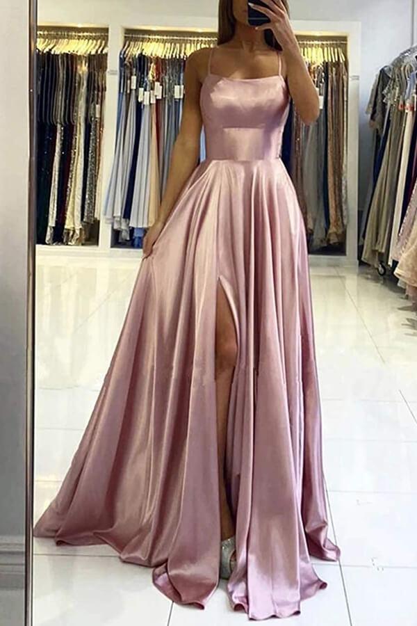 Elegant Spaghetti-Straps Long Prom Dress With Split-stylesnuggle