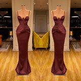 Elegant Spaghetti-Straps Mermaid Evening Party Gowns Long Prom Dresses-stylesnuggle