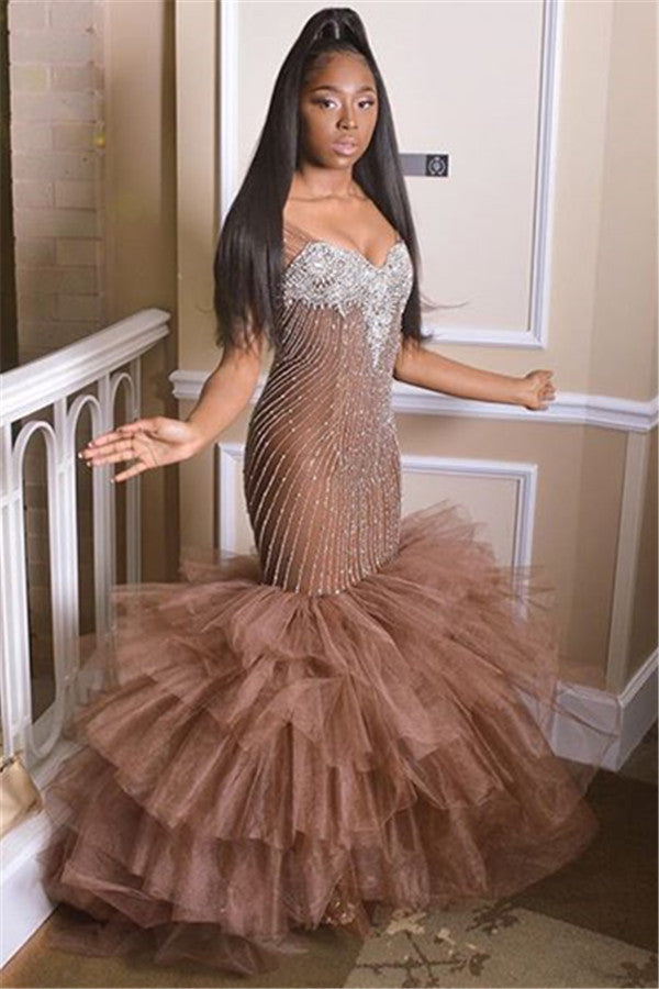 Still not know where to get your event dresses online? stylesnuggle offer you Elegant Straps Sleeveless Applique Tulle Mermaid Prom Party Gowns at factory price,  fast delivery worldwide.