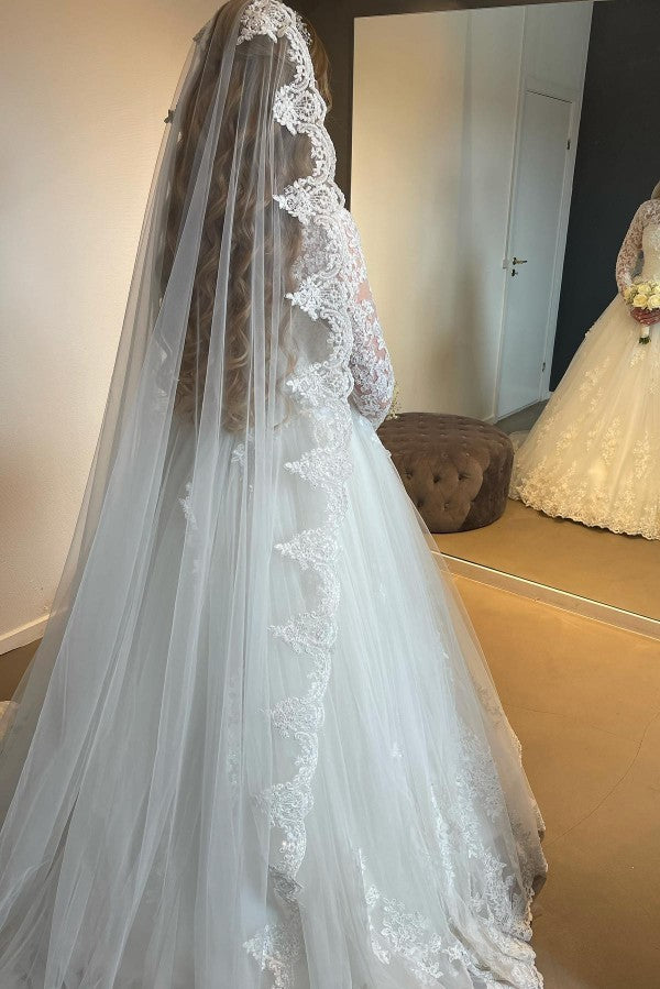 Fabulous Long Long Lace Wedding Dresses Online With Long Sleevess-stylesnuggle