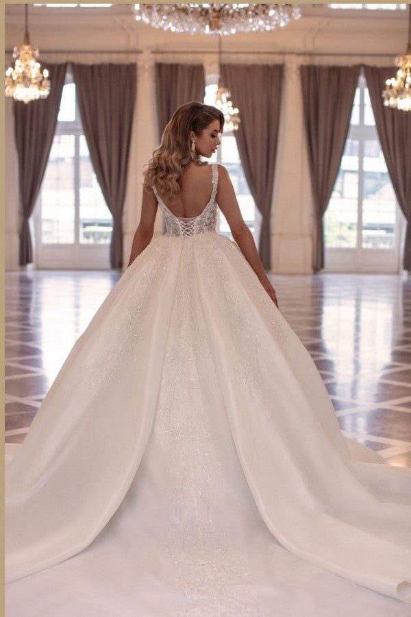 Fabulous Long Princess Long Sleevesless Wedding Dresses Online With Lace-stylesnuggle