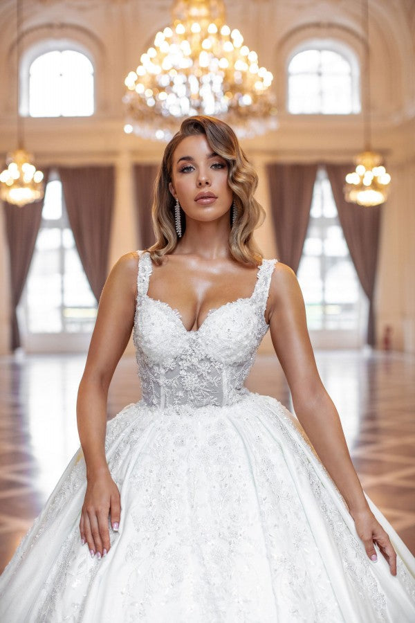 Fabulous Long Princess Long Sleevesless Wedding Dresses Online With Lace-stylesnuggle