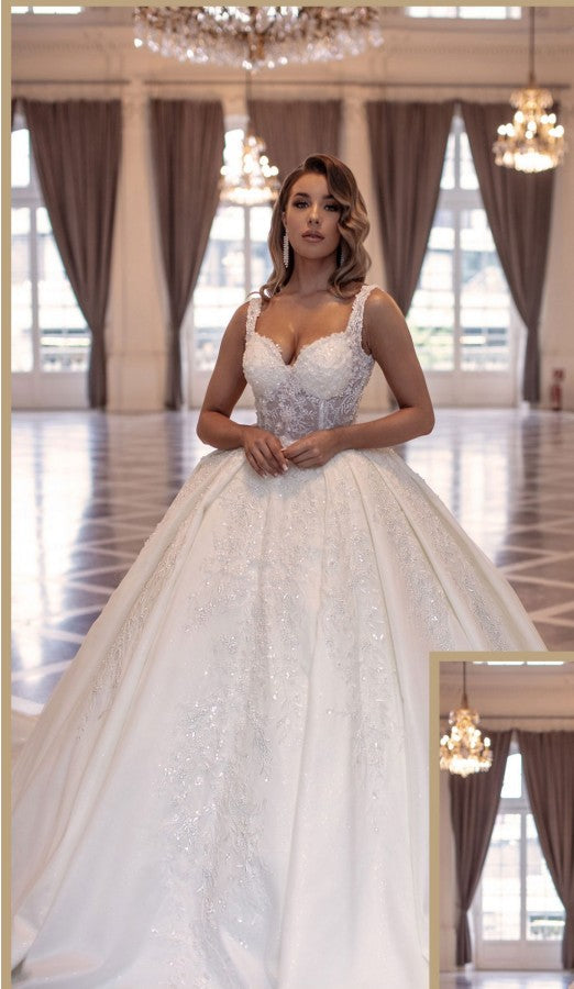 Fabulous Long Princess Long Sleevesless Wedding Dresses Online With Lace-stylesnuggle