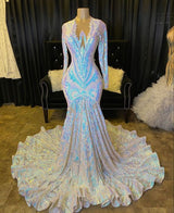 Fabulous Long Sleeves Prom Dress Mermaid Sequins On Sale-stylesnuggle