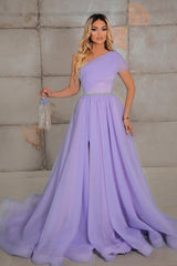 Fabulous One Shoulder Sleeveless Long Prom Dress Ribbons-stylesnuggle