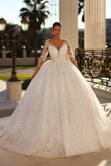 Fabulous Sweetheart Ball Gown Lace Wedding Dresses Online Crystals-stylesnuggle