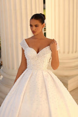 Fabulous Sweetheart Cap Sleeves Ball Gown Wedding Dresses Online Sequined-stylesnuggle