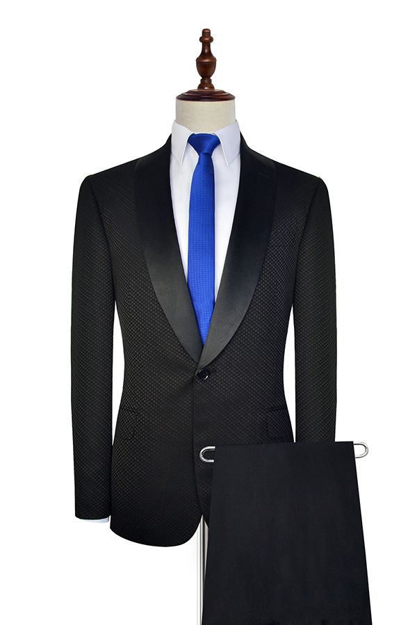 stylesnuggle has various Custom design mens suits for prom, wedding or business. Shop this Fashion Small Check Pattern Jacquard Wedding Suits for Groom, Black Mens Marriage Suits with free shipping and rush delivery. Special offers are offered to this Black Single Breasted Shawl Lapel Two-piece mens suits.