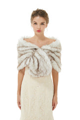 Faux Fur Jacket Women White Wrap Shawl Winter Cover Ups-stylesnuggle