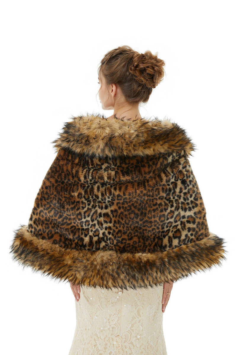 Faux Fur Stole Wedding Angora Bridal Leopard Winter Wrap-stylesnuggle