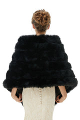 Faux Fur Wrap Black Women Faux Fur Shawl Wedding Wraps-stylesnuggle