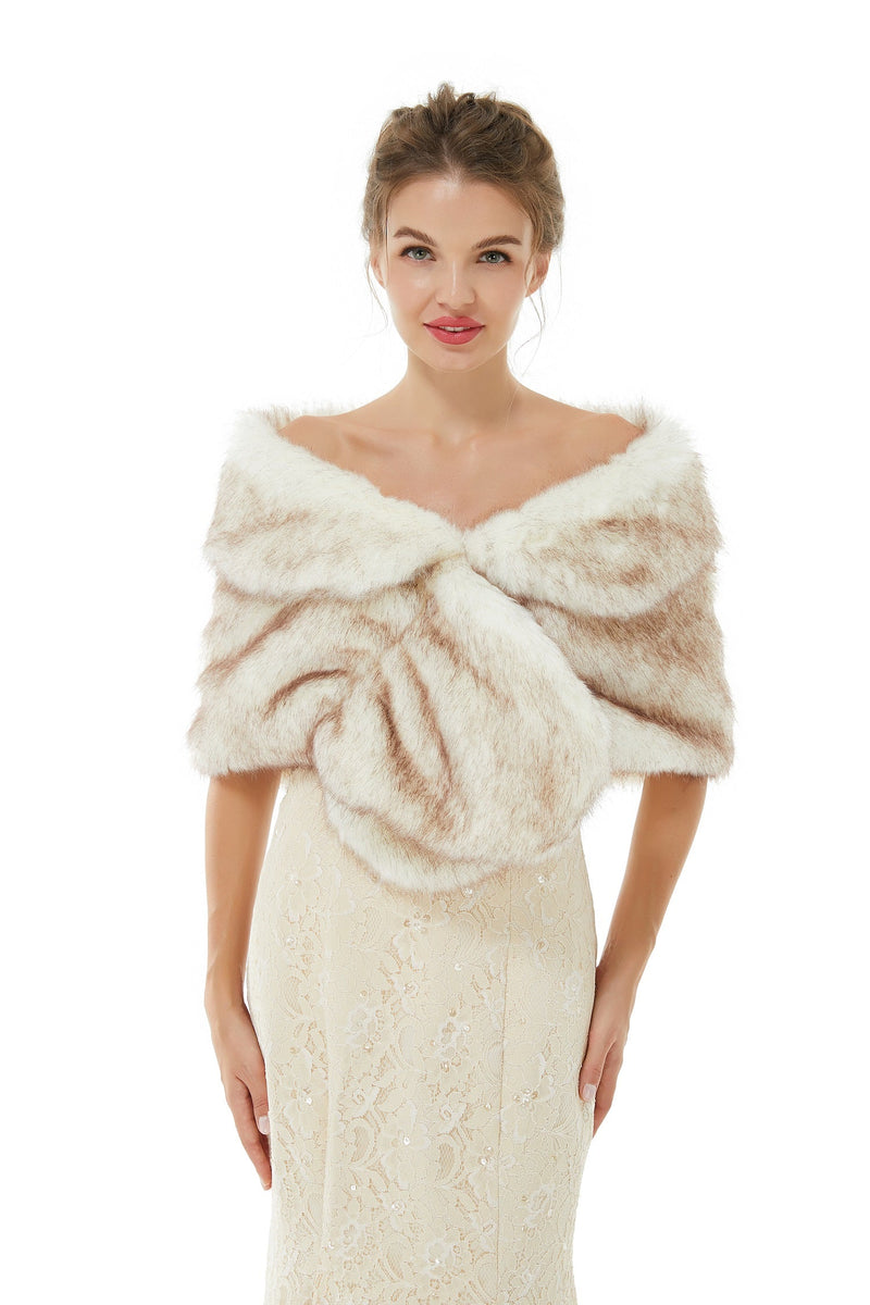 Faux Fur Wrap Women Faux Fur Shawl Wedding Wraps-stylesnuggle