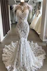 Wanna get a perfect dress for your wedding? stylesnuggle custom made you this Fit and Flare Lace Crystals Necklace Wedding Dresses at factory price.