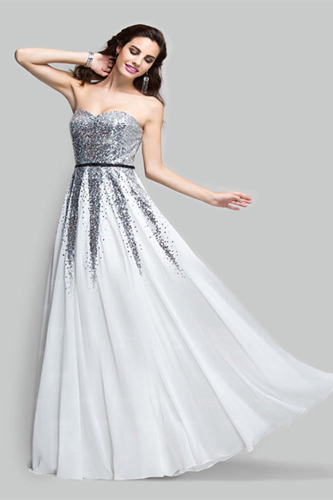 Floor Length A-line sweetheart sequined sleeveless mother's dress-stylesnuggle