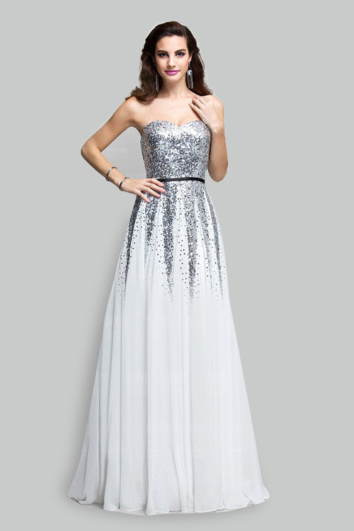 Floor Length A-line sweetheart sequined sleeveless mother's dress-stylesnuggle