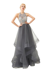 Try the cheap yet gorgeous Floral Halter Evening Dress with Sparkle Beads Trendy Gray Mother of the bride Dress with watermelon and blue decorations to wow your wedding guests with stylesnuggle. The Halter design and exqusite handwork,  and the Floor-length wedding dress with Lace, Crystal, Flower(s), Rhinestone to provide the cool and simple look for summer wedding.