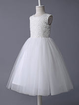 flower girl dress Ivory Lace Tulle Tutu First Communion Dresses Dress Sleeveless Short Kids Dinner Party Dress