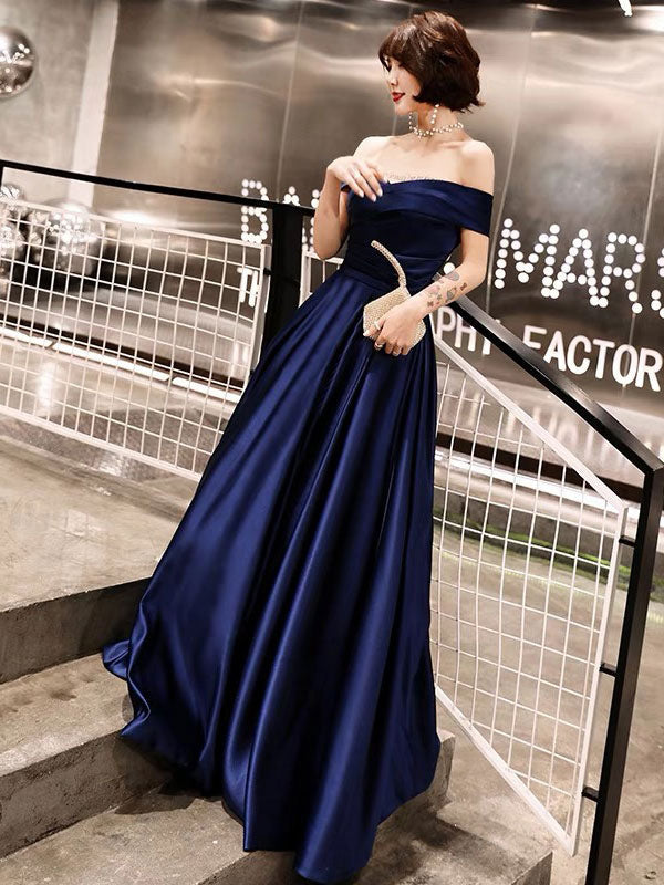 Evening Dresses Off The Shoulder evening dress Long Satin Maxi Dresses