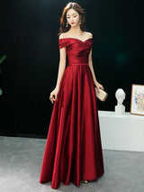 Evening Dresses Off The Shoulder evening dress Long Satin Maxi Dresses