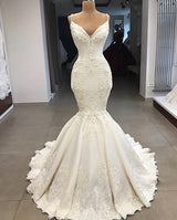 Glamorous Mermaid Sleeveless Lace Wedding Dress Overskit-stylesnuggle