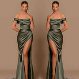 Glamorous Off-the-Shoulder Prom Dress Mermaid Long With Split-stylesnuggle