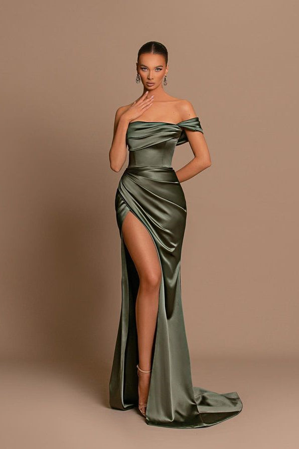 Glamorous Off-the-Shoulder Prom Dress Mermaid Long With Split-stylesnuggle