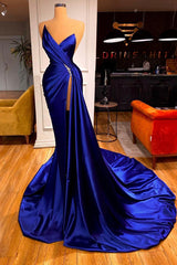 Glamorous Royal Blue Sweetheart Prom Dress Mermaid Long Evening Gowns With Split-stylesnuggle