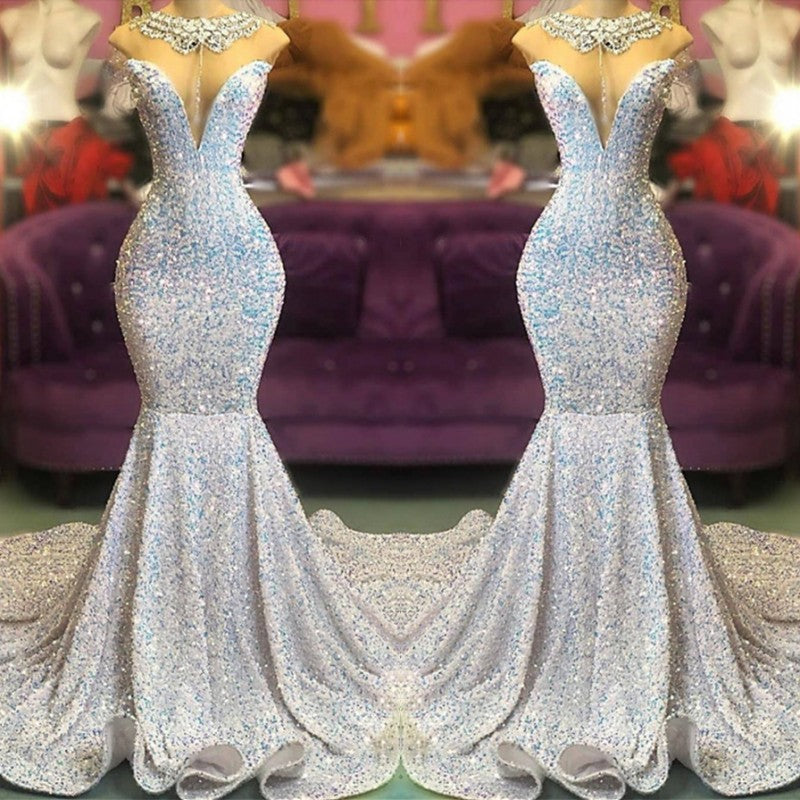 Glamorous Sequins Mermaid Long Evening Prom Dress Online-stylesnuggle