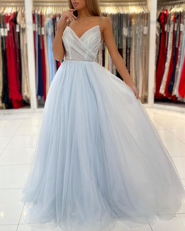 Glamorous Sweetheart Prom Dress Long Backless Tulle Evening Gowns-stylesnuggle