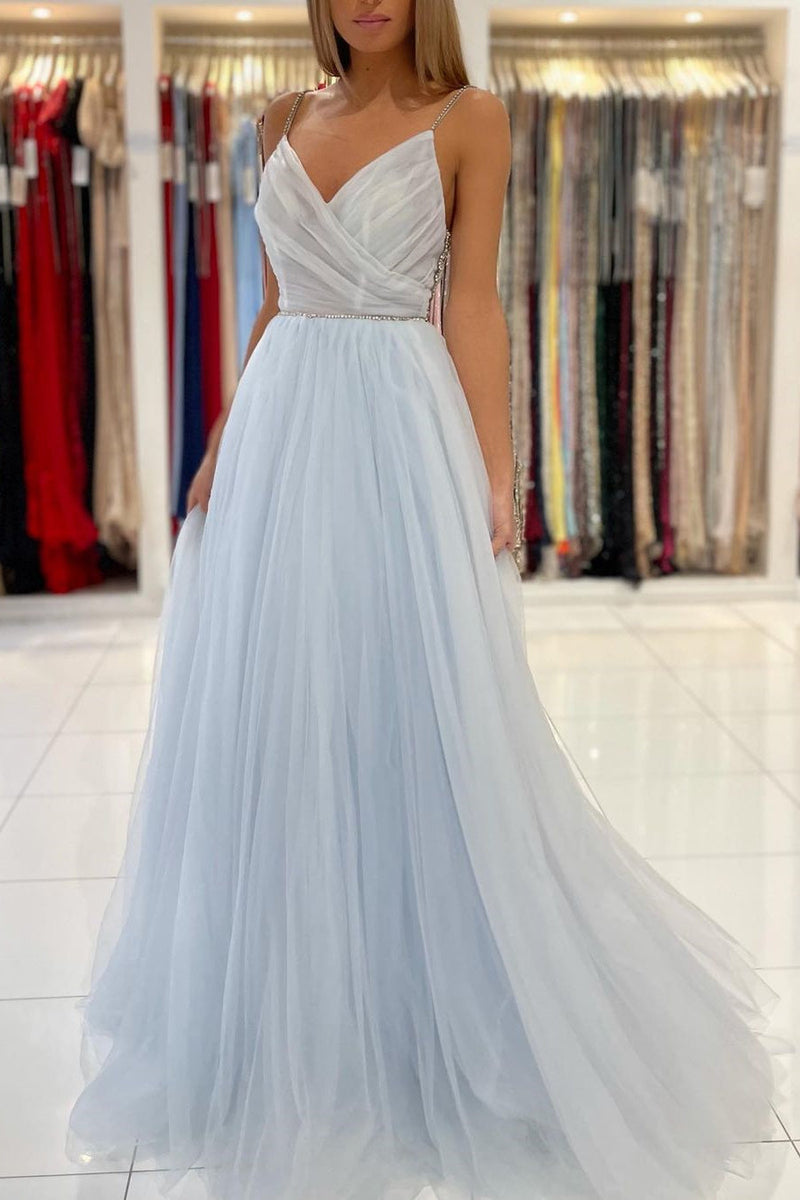 Glamorous Sweetheart Prom Dress Long Backless Tulle Evening Gowns-stylesnuggle